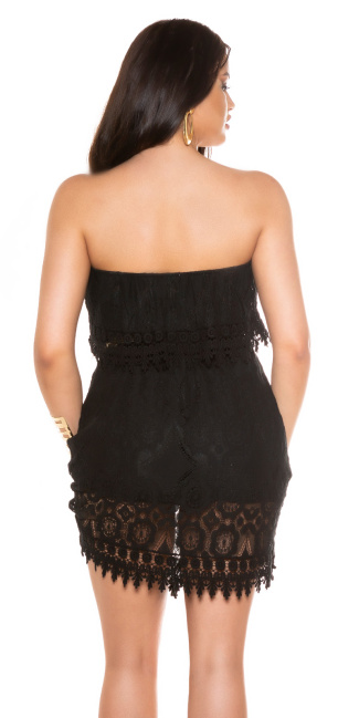 Off-Shoulder Lace Summer Dress Black
